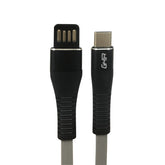 Cable Usb Tipo C Ghia Plano Reversible Color Gris Con Negro De 1 Metro